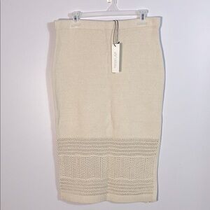 Rachel Zoe Elegant Cream Knit Skirt size large cottage-core coastal grandma